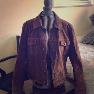 Brown cropped vintage suede jacket